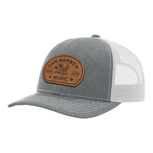 Grey Leather Patch Hat